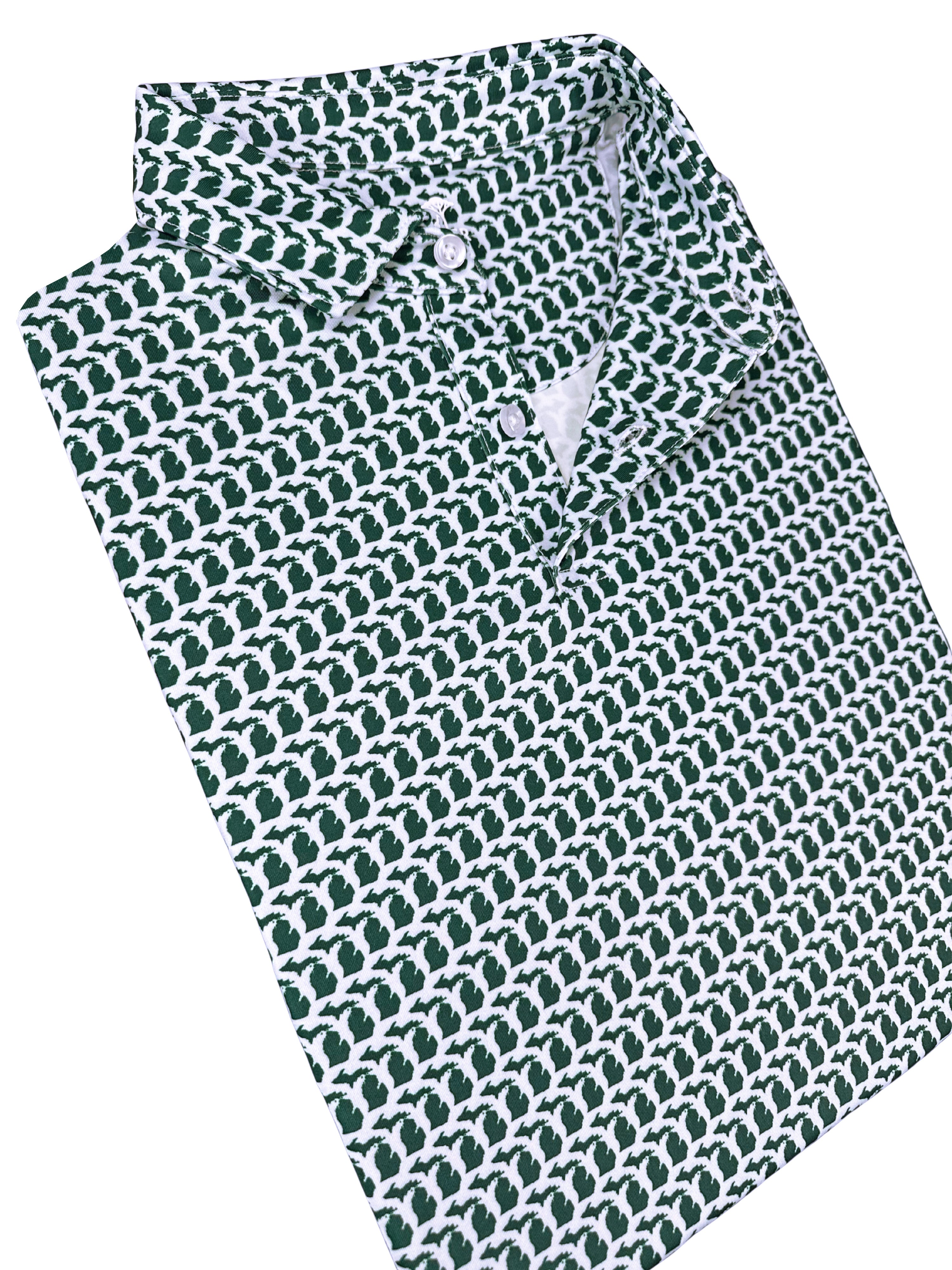 Michigan Green Print Polo
